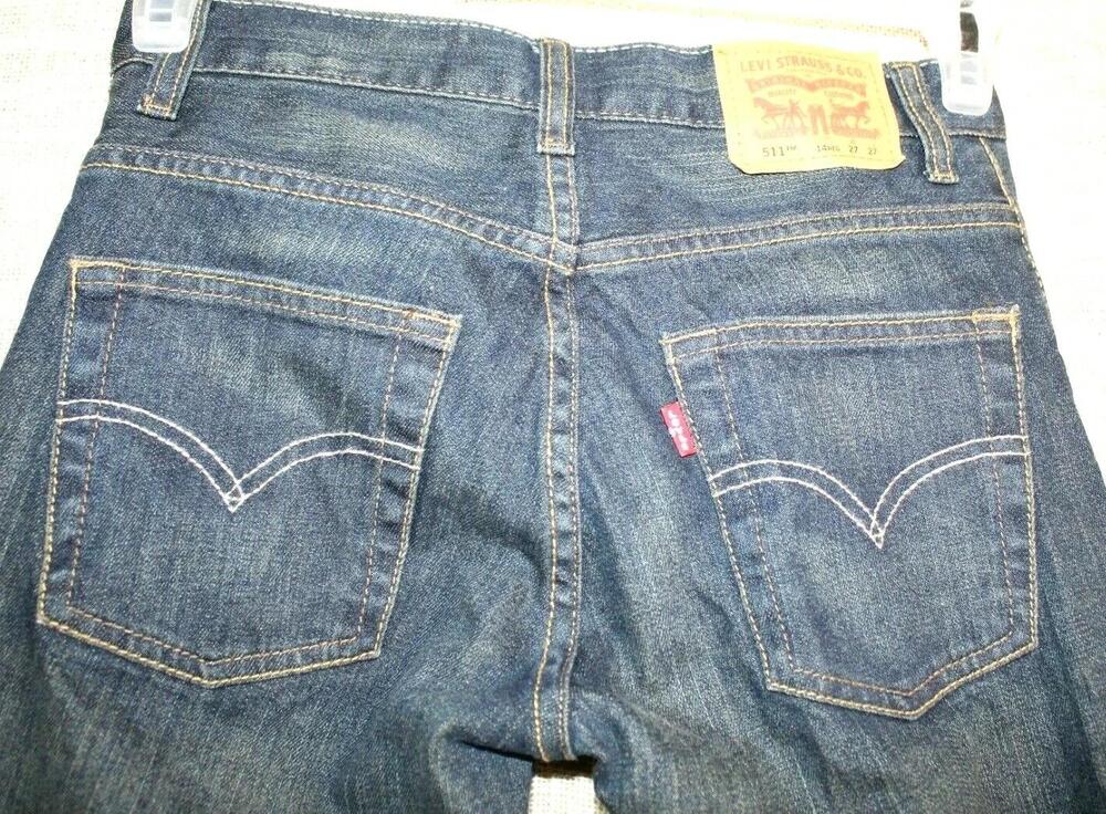 Levi's 511 Slim Jeans Boys 14 Regular 27x27 Blue Stretch Denim Zip Fly Youth